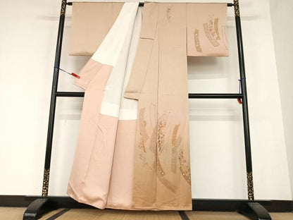平和屋着物●訪問着　刺繍　短冊花蝶文　暈し染め　金彩　正絹　逸品　AABB6500zg