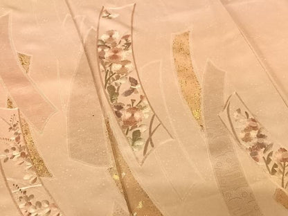平和屋着物●訪問着　刺繍　短冊花蝶文　暈し染め　金彩　正絹　逸品　AABB6500zg