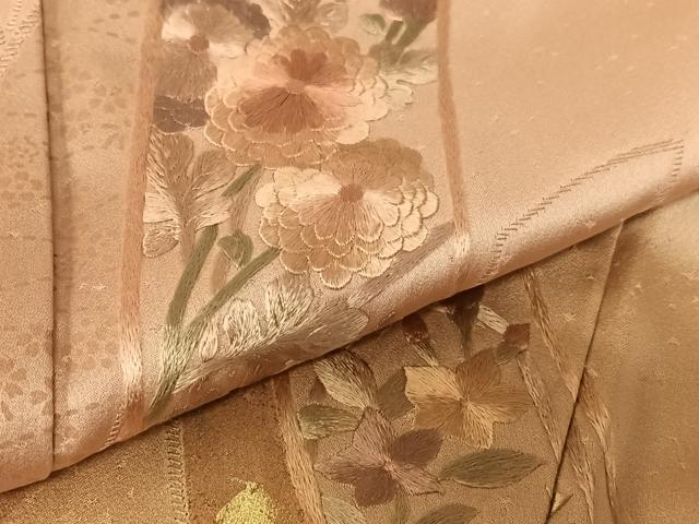 平和屋着物●訪問着　刺繍　短冊花蝶文　暈し染め　金彩　正絹　逸品　AABB6500zg