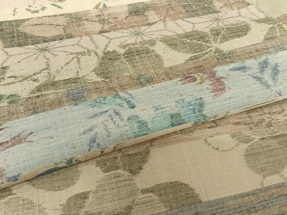 平和屋着物●小千谷紬 横段花文 百柄 正絹 逸品 AABB6501zg