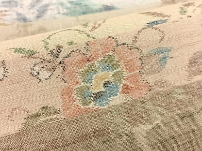 平和屋着物●小千谷紬 横段花文 百柄 正絹 逸品 AABB6501zg