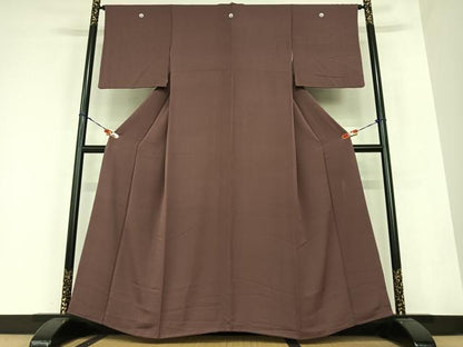 平和屋着物●上質な色無地　紫鳶色　正絹　逸品　AABB6503zg