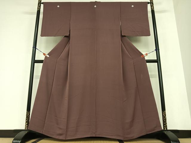 平和屋着物●上質な色無地　紫鳶色　正絹　逸品　AABB6503zg