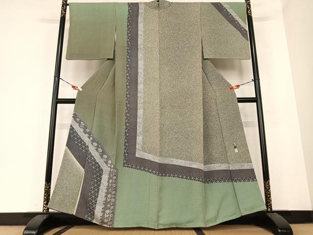 平和屋着物●東京染伝統工芸士 金田昇 訪問着 草花間道 正絹 逸品 AABB6510zg