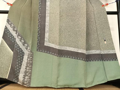 平和屋着物●東京染伝統工芸士 金田昇 訪問着 草花間道 正絹 逸品 AABB6510zg