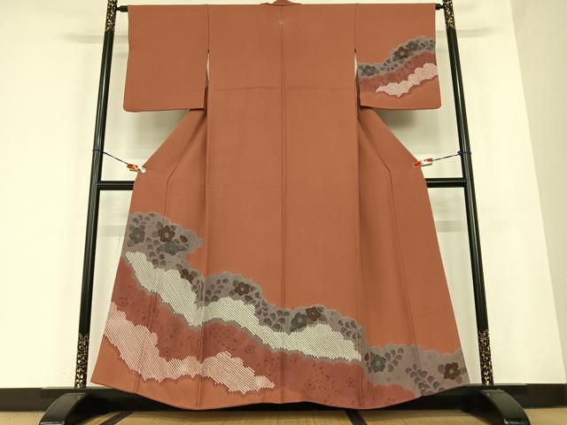 平和屋着物●訪問着 辻が花 手描き 絞り 道長文 正絹 逸品 AABB6515zg