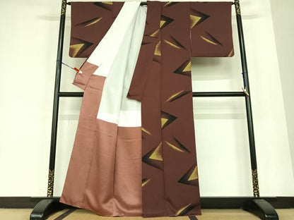 平和屋着物●上質な小紋　幾何学文様　正絹　逸品　AABB6516zg