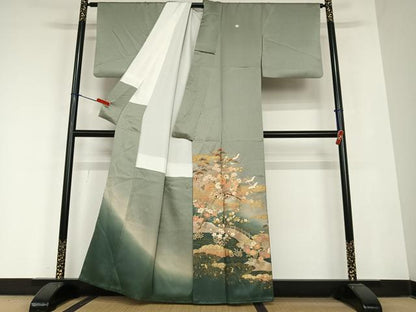 平和屋着物●豪華色留袖 作家物 飛鶴花車文 暈し染め 金彩 正絹 逸品 AABB6521zg