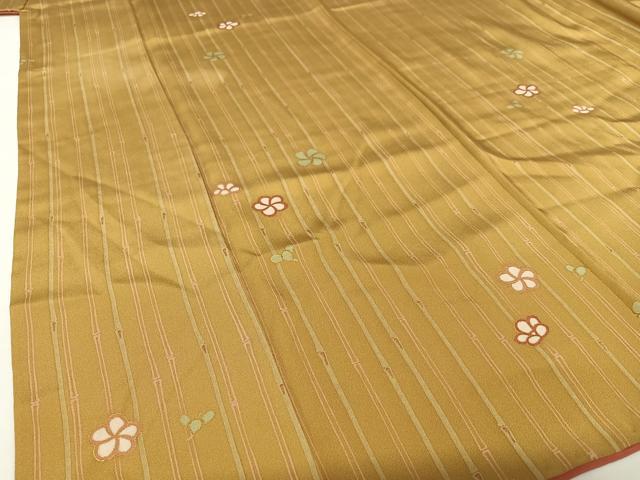 平和屋着物●上質な小紋　舞花文　竹縞　金彩　正絹　逸品　AABB6534zg
