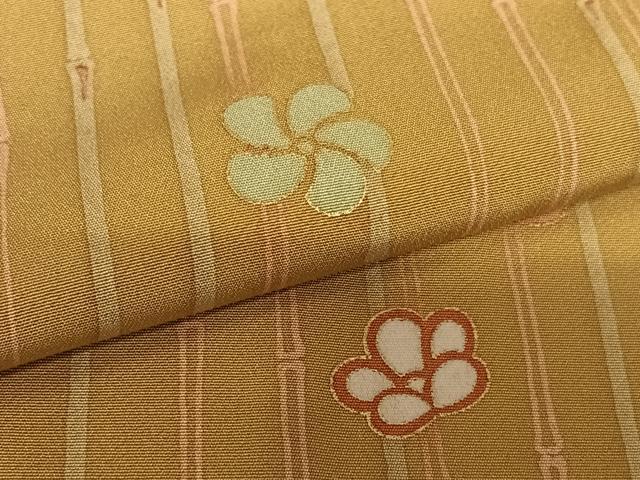 平和屋着物●上質な小紋　舞花文　竹縞　金彩　正絹　逸品　AABB6534zg