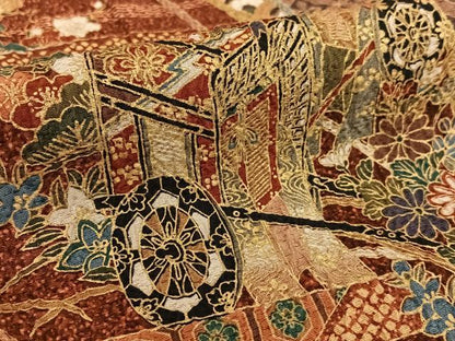 平和屋着物●上質な小紋 御所車梅松文 金彩 正絹 逸品 AABB6536zg