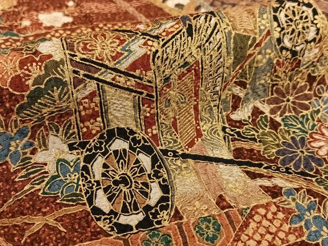 平和屋着物●上質な小紋 御所車梅松文 金彩 正絹 逸品 AABB6536zg