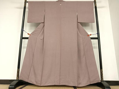 平和屋着物●上質な色無地 花唐草地紋 濃色 正絹 逸品 AABB6538zg