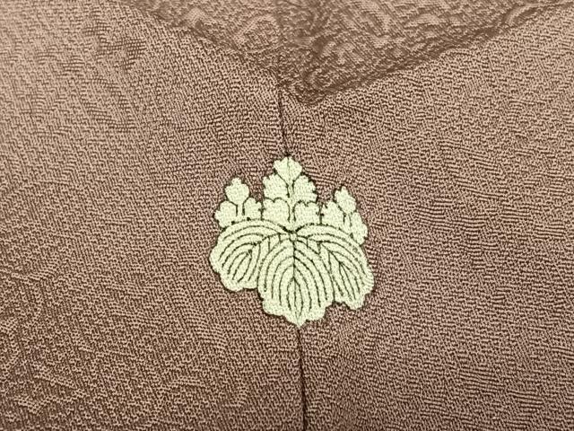平和屋着物●上質な色無地 花唐草地紋 濃色 正絹 逸品 AABB6538zg