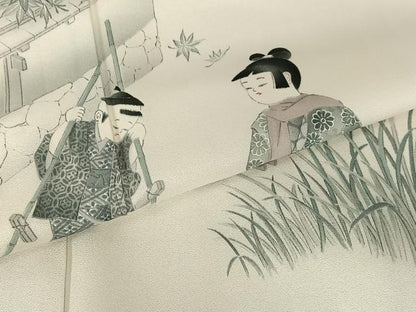 平和屋着物●訪問着 手描き 童子遊び 暈し染め 金彩 正絹 逸品 AABB6553zg