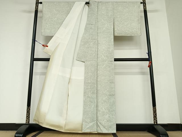 平和屋着物●上質な小紋　紬地　手描き　風景文　正絹　逸品　AABB6558zg