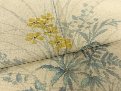 平和屋着物●訪問着　紬地　草花文　正絹　逸品　AABB6562zg
