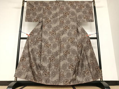 平和屋着物●上質な紬 草花文 正絹 逸品 未使用 AABB6563zg