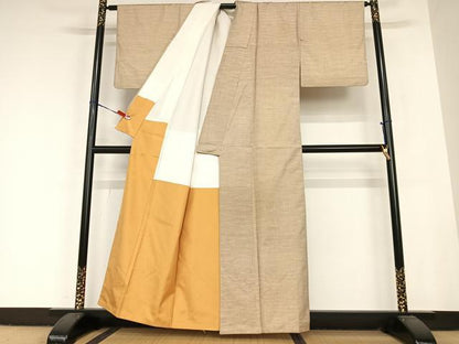 平和屋着物●本場大島紬　一元絣　横縞　正絹　逸品　AABB6564zg
