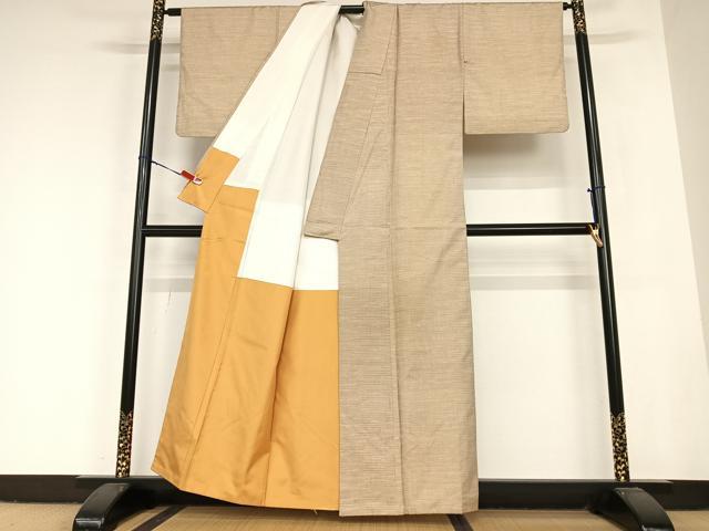 平和屋着物●本場大島紬　一元絣　横縞　正絹　逸品　AABB6564zg