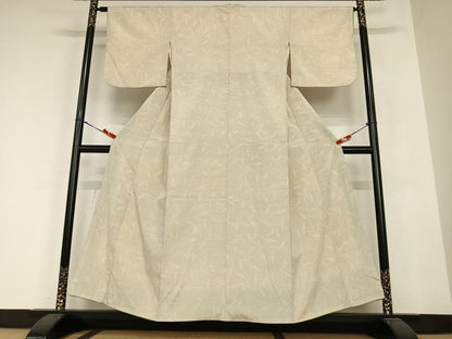 平和屋着物●本塩沢 110亀甲 草木文 正絹 逸品 AABB6567zg