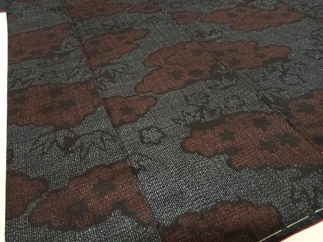 平和屋着物●本場結城紬　重要無形文化財　80亀甲　雲重ね笹梅文　正絹　逸品　AABB6568zg
