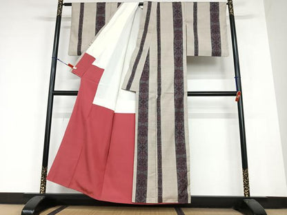 平和屋着物●本場大島紬 一元7マルキ 草花間道 正絹 逸品 AABB6571zg
