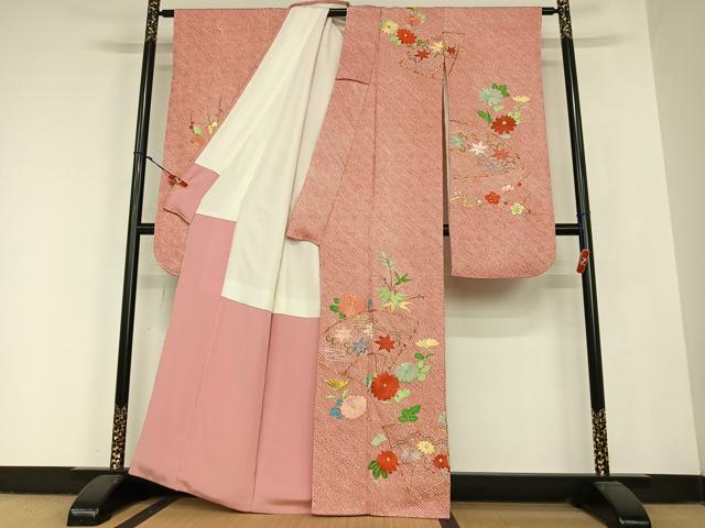 平和屋着物●豪華振袖 駒刺繍 絞り 扇面花文 金銀糸 正絹 逸品 AABB6578zg
