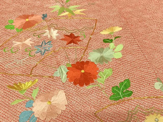 平和屋着物●豪華振袖 駒刺繍 絞り 扇面花文 金銀糸 正絹 逸品 AABB6578zg