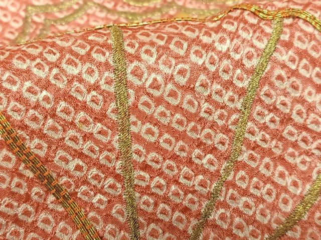 平和屋着物●豪華振袖 駒刺繍 絞り 扇面花文 金銀糸 正絹 逸品 AABB6578zg