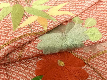 平和屋着物●豪華振袖 駒刺繍 絞り 扇面花文 金銀糸 正絹 逸品 AABB6578zg