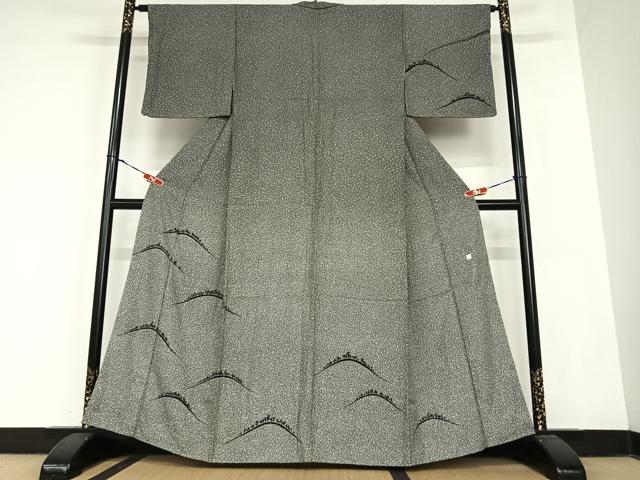 平和屋着物●訪問着 樹林文 黒地 正絹 逸品 AABB6585zg