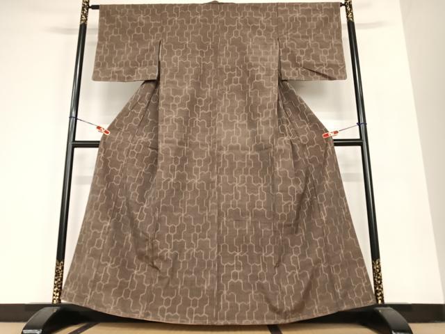 平和屋着物●上質な紬　亀甲崩し　正絹　逸品　未使用　AABB6591zg