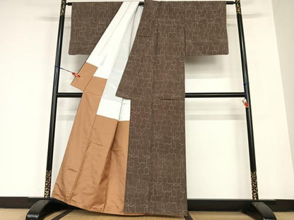 平和屋着物●上質な紬　亀甲崩し　正絹　逸品　未使用　AABB6591zg