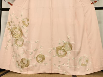 平和屋着物●訪問着 駒刺繍 孔雀枝梅花文 金彩 正絹 逸品 AABB6594zg