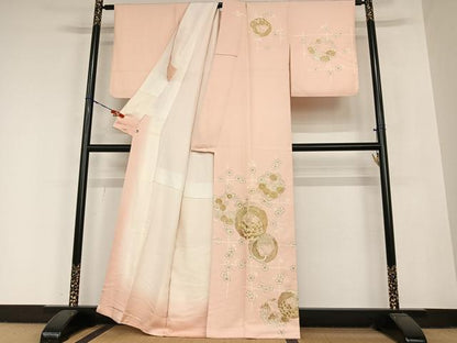 平和屋着物●訪問着 駒刺繍 孔雀枝梅花文 金彩 正絹 逸品 AABB6594zg