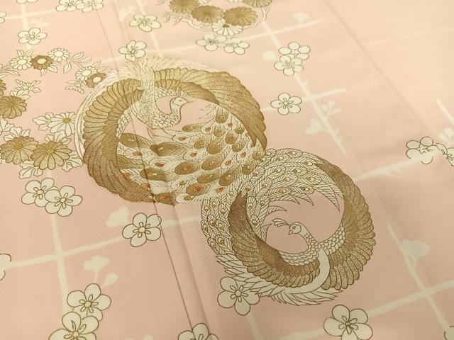 平和屋着物●訪問着 駒刺繍 孔雀枝梅花文 金彩 正絹 逸品 AABB6594zg