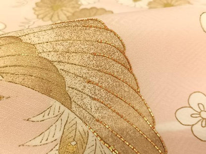 平和屋着物●訪問着 駒刺繍 孔雀枝梅花文 金彩 正絹 逸品 AABB6594zg