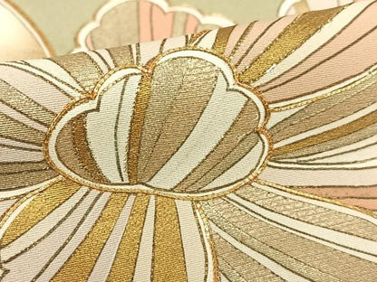 平和屋着物●豪華色留袖　駒刺繍　孔雀花文　金彩　正絹　逸品　AABB6596zg