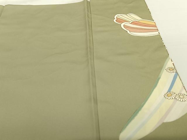平和屋着物●豪華色留袖　駒刺繍　孔雀花文　金彩　正絹　逸品　AABB6596zg