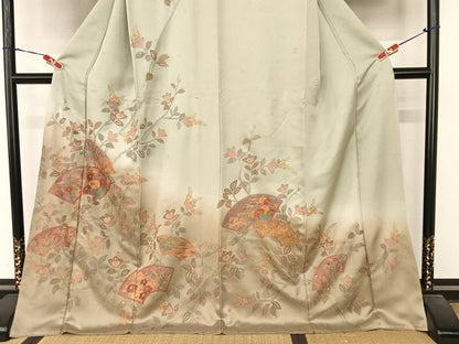 平和屋着物●総刺繍 訪問着 中国三大刺繍 汕頭刺繍 スワトウ刺繍 相良刺繍 地紙草花文 暈し染め ロング丈 正絹 逸品 未使用 AABB6602np