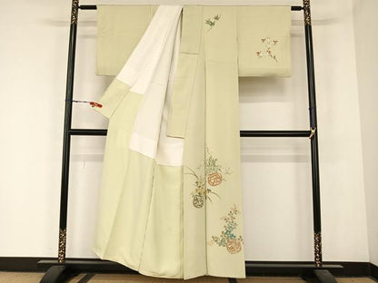 平和屋着物●銀座 志ま亀 訪問着 手描き 花籠 金彩 たとう紙付き 正絹 逸品 AABB6607np