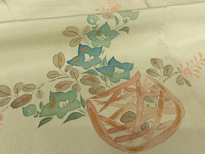 平和屋着物●銀座 志ま亀 訪問着 手描き 花籠 金彩 たとう紙付き 正絹 逸品 AABB6607np