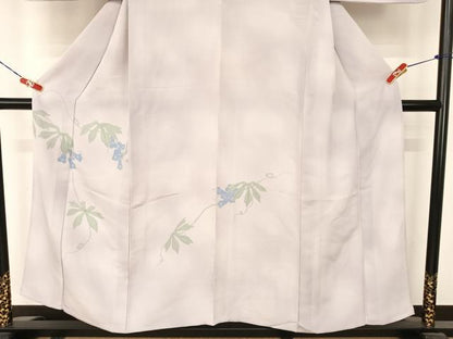 平和屋着物▽銀座 志ま亀 訪問着 単衣 手描き 草花文 たとう紙付き 正絹 逸品 AABB6610np