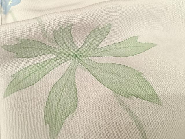 平和屋着物▽銀座 志ま亀 訪問着 単衣 手描き 草花文 たとう紙付き 正絹 逸品 AABB6610np