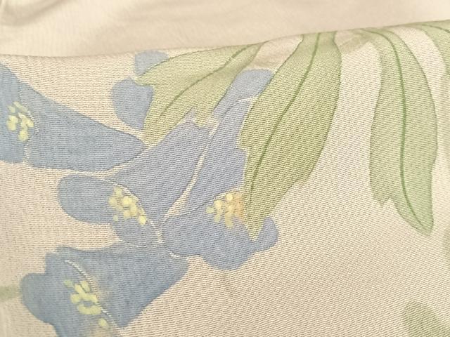 平和屋着物▽銀座 志ま亀 訪問着 単衣 手描き 草花文 たとう紙付き 正絹 逸品 AABB6610np