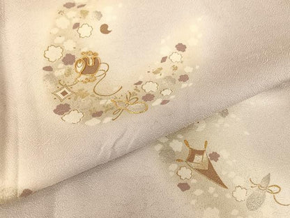 平和屋着物●訪問着 駒刺繍 吉祥文 暈し染め 金糸 正絹 逸品 AABB6611np