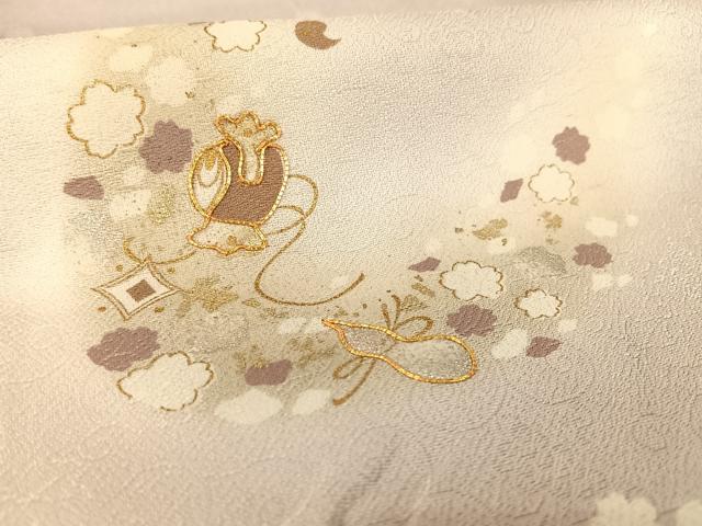 平和屋着物●訪問着 駒刺繍 吉祥文 暈し染め 金糸 正絹 逸品 AABB6611np