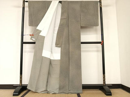 平和屋着物●上質な小紋　霞文　鬼しぼ縮緬　やまと誂製　正絹　逸品　未使用　AABI0006cs