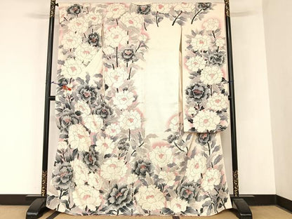 平和屋着物●名門 藤娘きぬたや・総絞り 振袖 草花文 正絹 逸品 AABB6619np